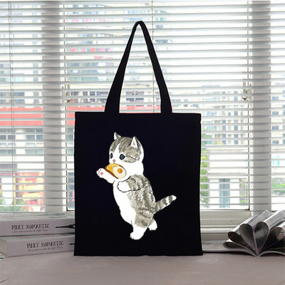 Velika torba Ženska torba Torbe za kupnju Cat Canvas Boutique Ekološki proizvodi Dizajnerske ručne torbe za višekratnu upotrebu Prilagodljive Big Shopper