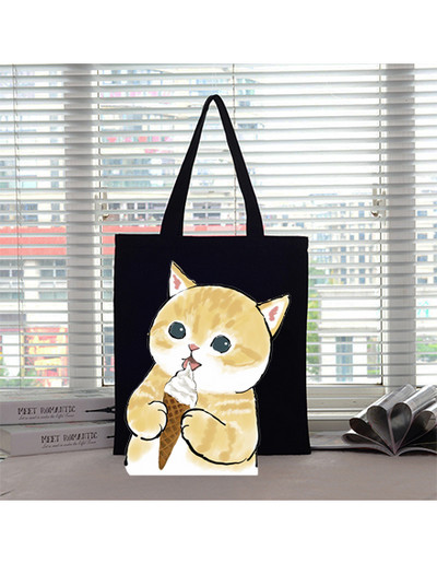 Velika torba Ženska torba Torbe za kupnju Cat Canvas Boutique Ekološki proizvodi Dizajnerske ručne torbe za višekratnu upotrebu Prilagodljive Big Shopper