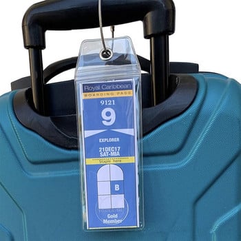 Ετικέτα ετικέτας τσάντας επαναχρησιμοποιήσιμης 4 τμχ με ατσάλινες θηλιές Όνομα Κάρτα ταυτότητας Ετικέτα αποσκευών ταξιδιού Βαλίτσα Θήκη ετικετών Ετικέτα Κρουαζιέρα Αναγνωριστικό αποσκευών