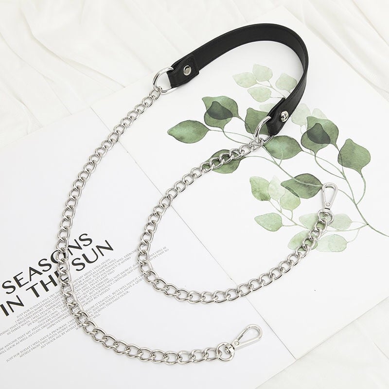 DIY 50–160 cm asendusõlarihm, must PU-nahast käepide 9 mm kullast, hõbedast, relva mustast metallist kettidest