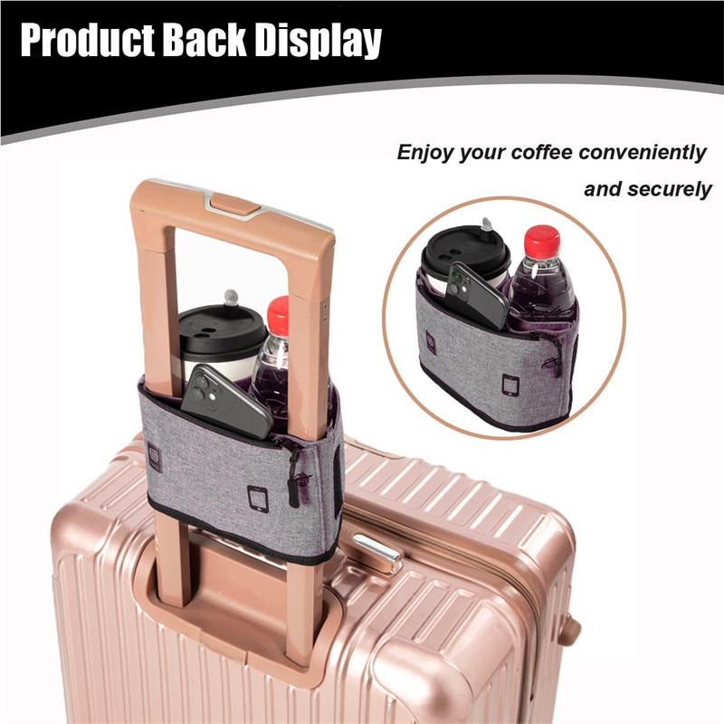 Suport pentru pahare pentru bagaje Organizator de băuturi de călătorie 2 în 1 Suport portabil pentru sticle de băuturi de călătorie se potrivește convenabil pentru mânerele valizei