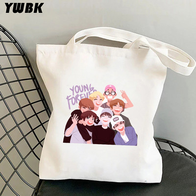 Koreai kpop vászon hordtáskák nőknek Harajuku Nagy kapacitású bevásárlótáska Diákoknak Iskolai Strand táska Bolsa Feminina