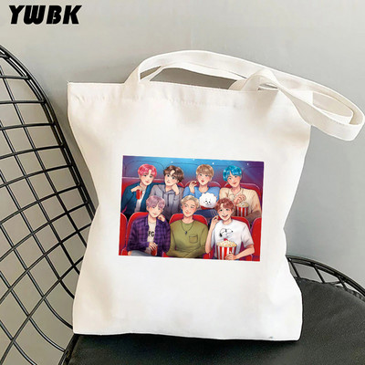 Koreai kpop vászon hordtáskák nőknek Harajuku Nagy kapacitású bevásárlótáska Diákoknak Iskolai Strand táska Bolsa Feminina