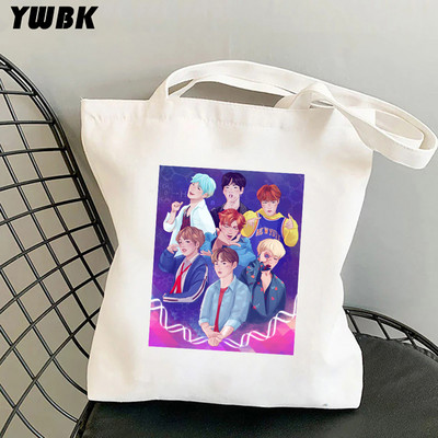 Koreai kpop vászon hordtáskák nőknek Harajuku Nagy kapacitású bevásárlótáska Diákoknak Iskolai Strand táska Bolsa Feminina