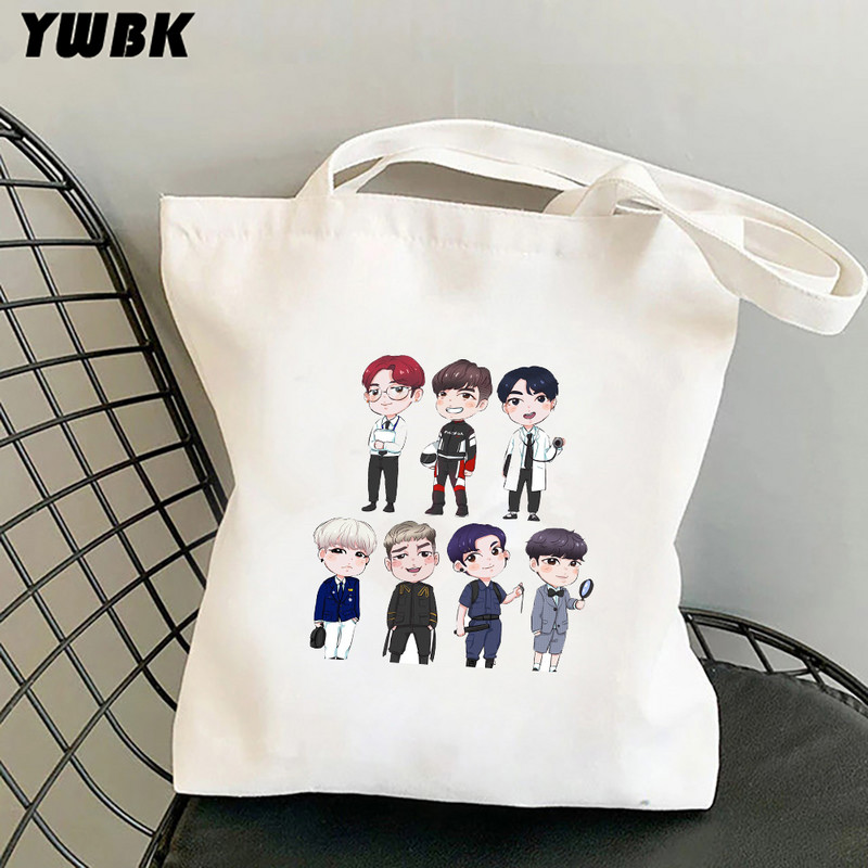 Koreai kpop vászon hordtáskák nőknek Harajuku Nagy kapacitású bevásárlótáska Diákoknak Iskolai Strand táska Bolsa Feminina