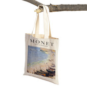 Monet Picasso Papagal Fluture Munte Geantă de cumpărături Dublu imprimeu Eco Casual Nordic Genți de cumpărături Lady Canvas Tote Genți de mână pentru femei