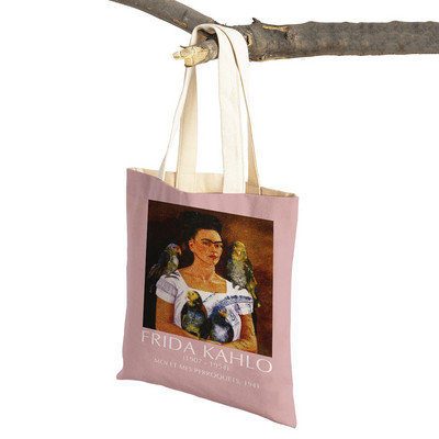 Monet Picasso Papagal Fluture Munte Geantă de cumpărături Dublu imprimeu Eco Casual Nordic Genți de cumpărături Lady Canvas Tote Genți de mână pentru femei