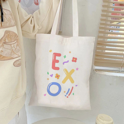 Új Harajuku Canvas Tote Bag Kpop Group Shopper válltáskák Tuisyen Sekolah Tandíjtáska Női kézitáskák Bolso Lona