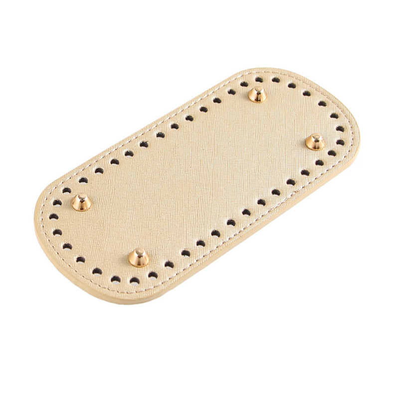 18x8cm kézzel készített ovális alsó kötött táskához PU bőr kopásálló kiegészítők alsó rész lyukakkal barkács horgolt táska alja