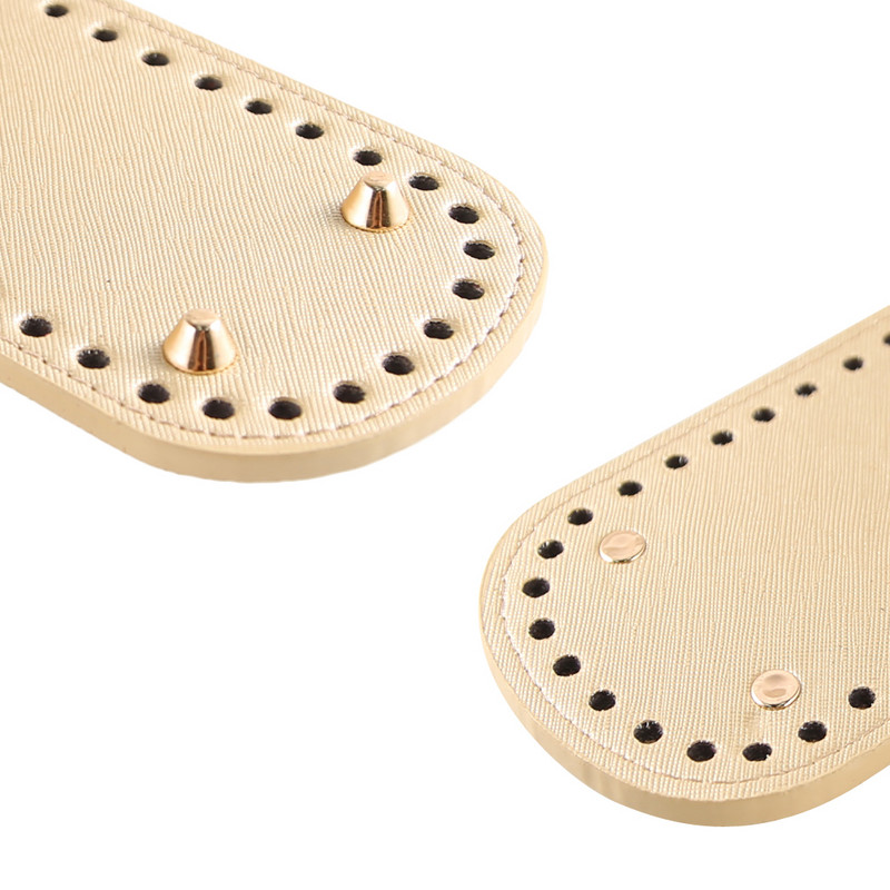 18x8cm kézzel készített ovális alsó kötött táskához PU bőr kopásálló kiegészítők alsó rész lyukakkal barkács horgolt táska alja