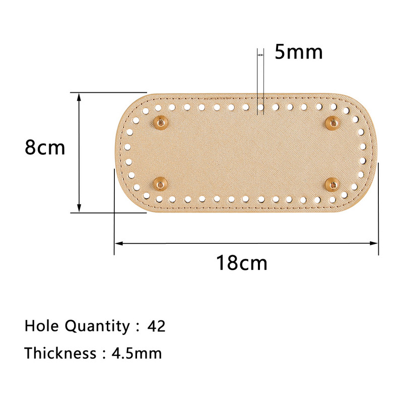 18x8cm kézzel készített ovális alsó kötött táskához PU bőr kopásálló kiegészítők alsó rész lyukakkal barkács horgolt táska alja