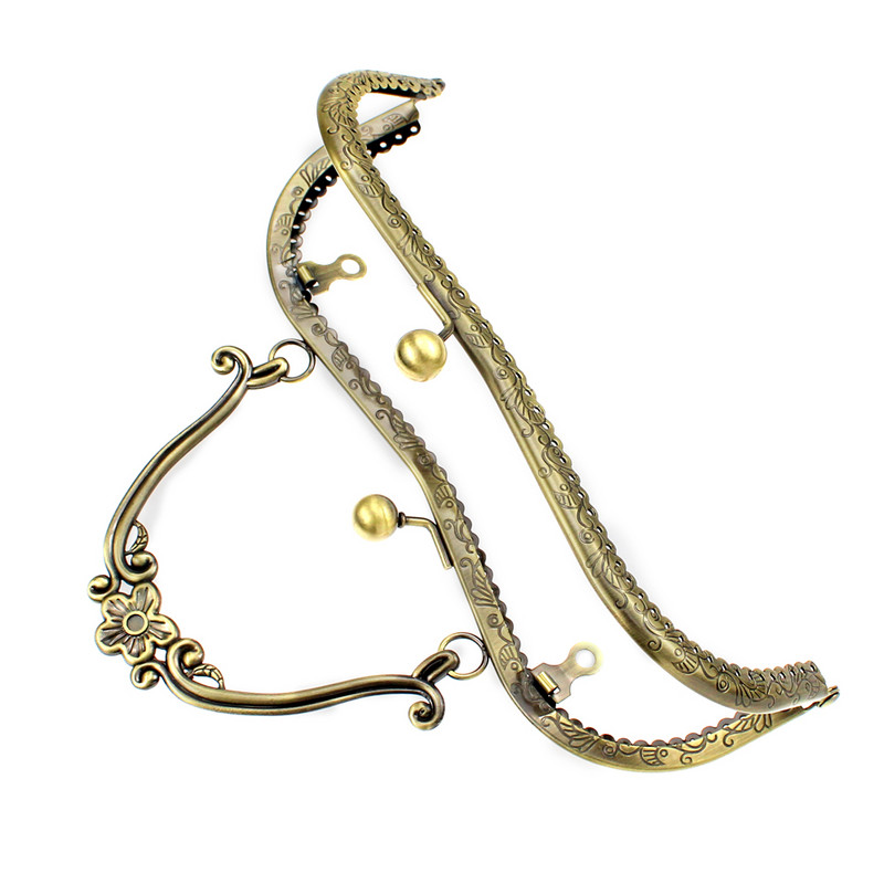 20,5 cm Retro dombornyomásos virág arany fém csók vödör pénztárca keret táskákhoz Fogantyús kapcs a táskához barkács kiegészítők