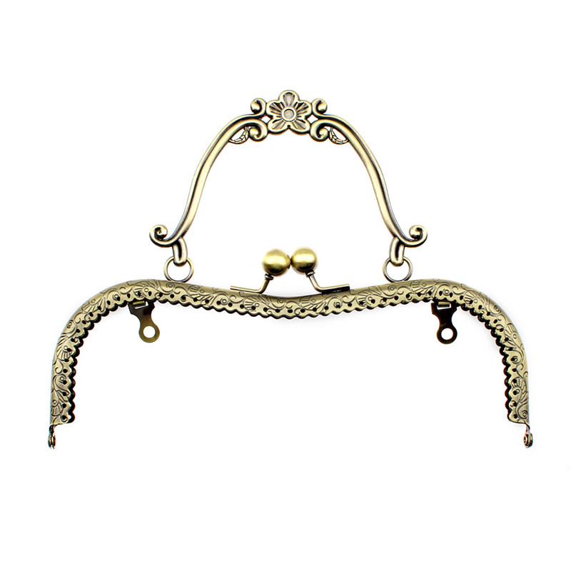 20,5 cm Retro dombornyomásos virág arany fém csók vödör pénztárca keret táskákhoz Fogantyús kapcs a táskához barkács kiegészítők