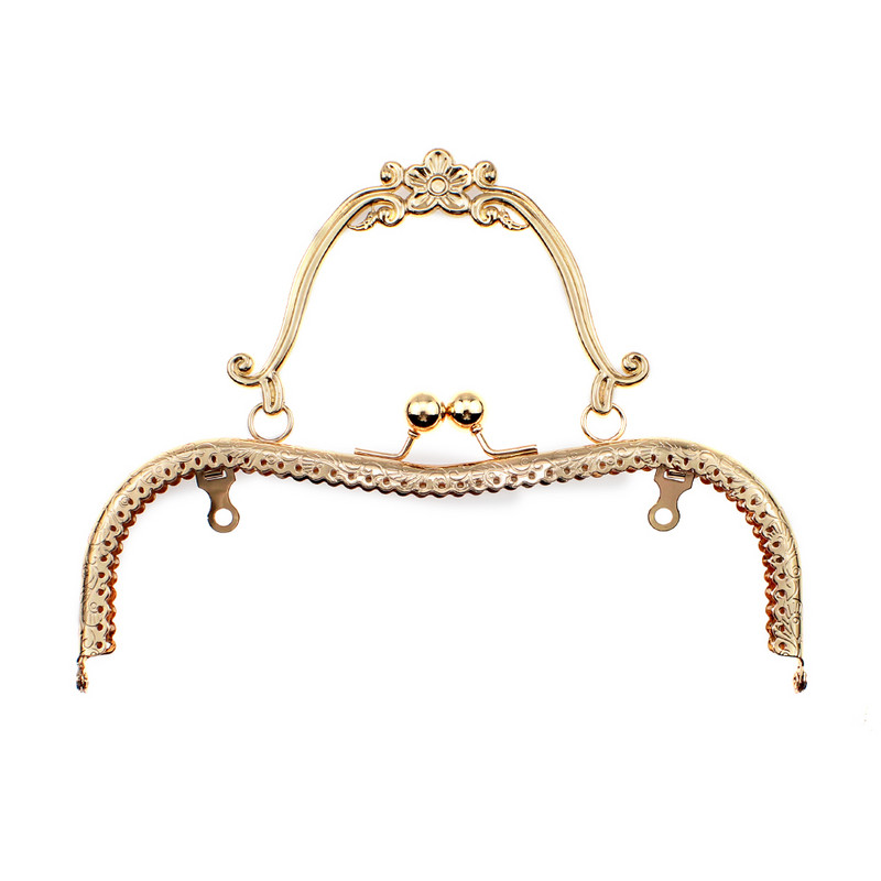 20,5 cm Retro dombornyomásos virág arany fém csók vödör pénztárca keret táskákhoz Fogantyús kapcs a táskához barkács kiegészítők