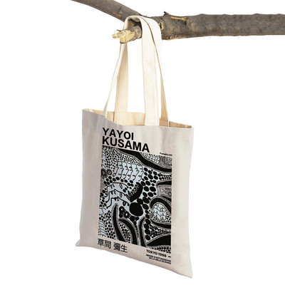 Japán Yayoi Kusama színes pöttyös digitális szupermarket vásárlói táska hordtáska kézitáska Rajzfilm hölgy újrahasználható bevásárlótáskák