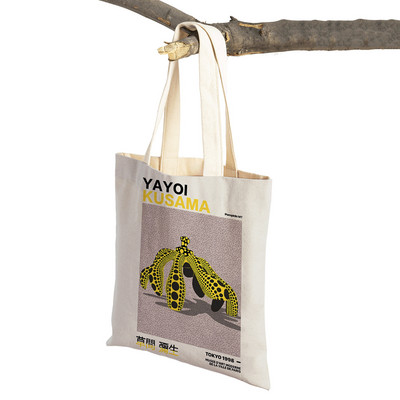 Japán Yayoi Kusama színes pöttyös digitális szupermarket vásárlói táska hordtáska kézitáska Rajzfilm hölgy újrahasználható bevásárlótáskák