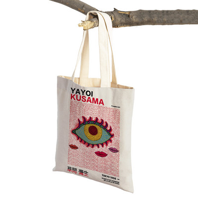 Japán Yayoi Kusama színes pöttyös digitális szupermarket vásárlói táska hordtáska kézitáska Rajzfilm hölgy újrahasználható bevásárlótáskák