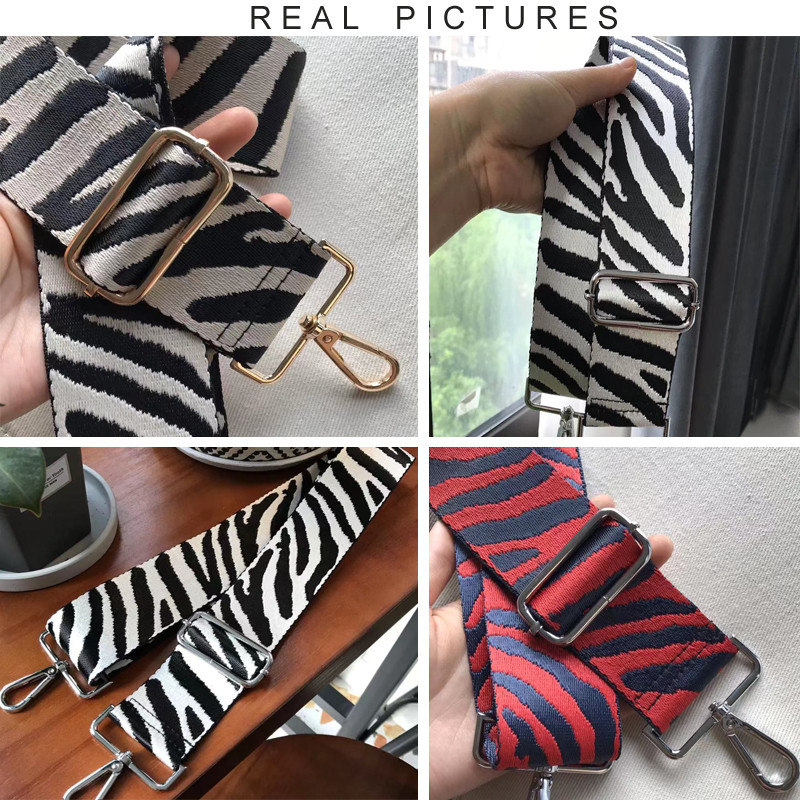 „Zebra Pattern“ krepšio dirželis Moteriškas rankinės diržas platus pečių krepšio dirželis keičiamas dirželio priedų krepšio dalis Reguliuojamas diržas krepšiams
