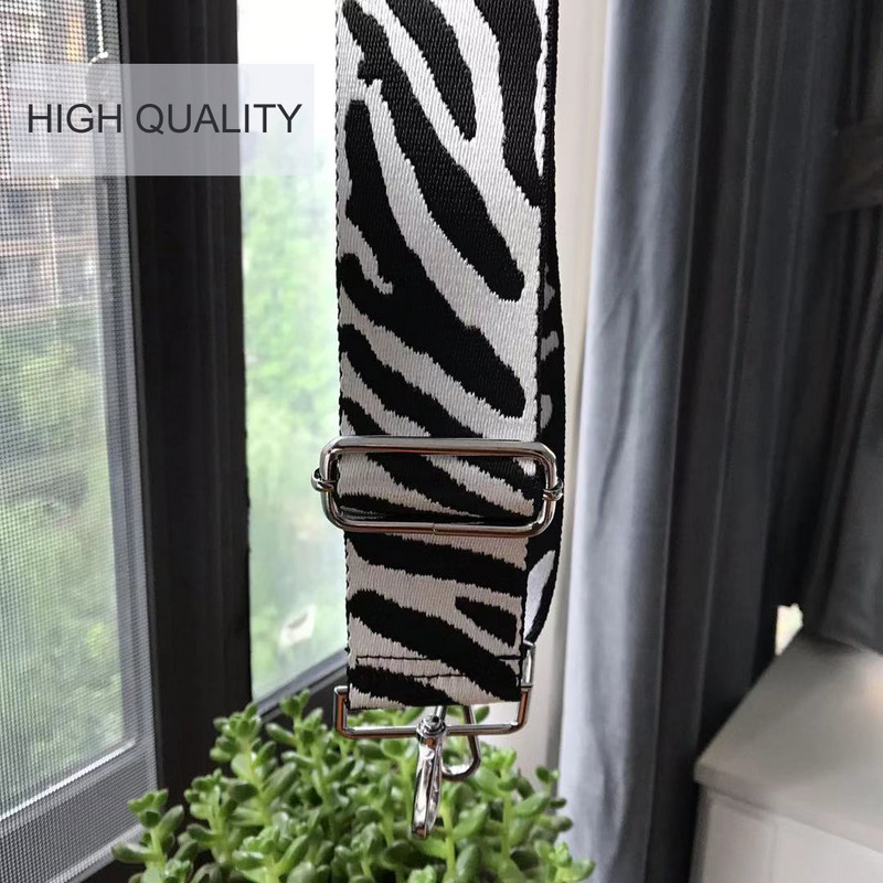 „Zebra Pattern“ krepšio dirželis Moteriškas rankinės diržas platus pečių krepšio dirželis keičiamas dirželio priedų krepšio dalis Reguliuojamas diržas krepšiams