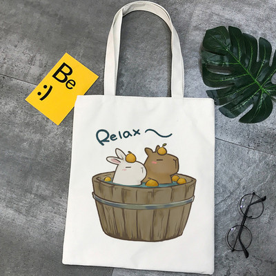 „Capybara“ pirkinių krepšys pirkėjo krepšys perdirbimo krepšys „bolsa“ medvilnės bakalėjos krepšys „cabas“ apsipirkimo audinys „cabas“