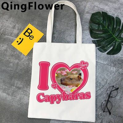 „Capybara“ pirkinių krepšys pirkėjo krepšys perdirbimo krepšys „bolsa“ medvilnės bakalėjos krepšys „cabas“ apsipirkimo audinys „cabas“