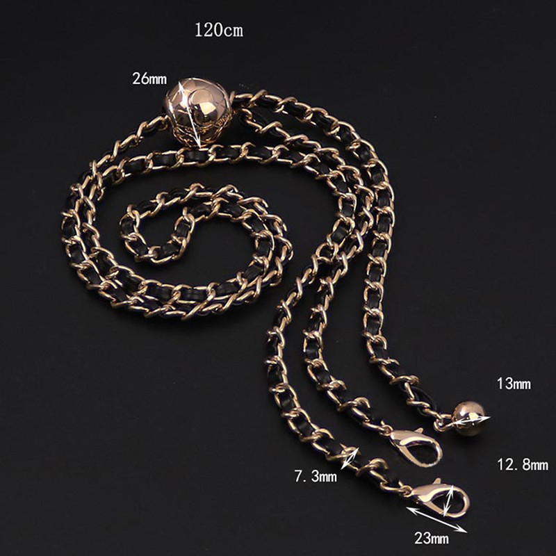 Bőr fogantyús táska szíj rombusz táska aranygyöngy golyós lánc állítható keresztben hordozható gyöngy vállpántos pénztárca kiegészítők