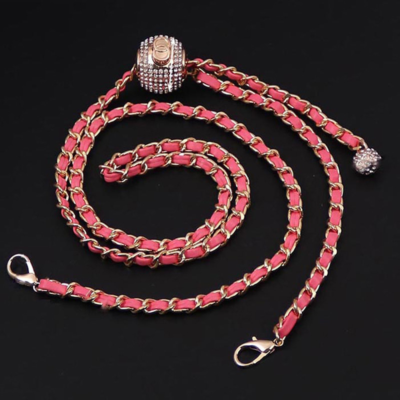 Bőr fogantyús táska szíj rombusz táska aranygyöngy golyós lánc állítható keresztben hordozható gyöngy vállpántos pénztárca kiegészítők