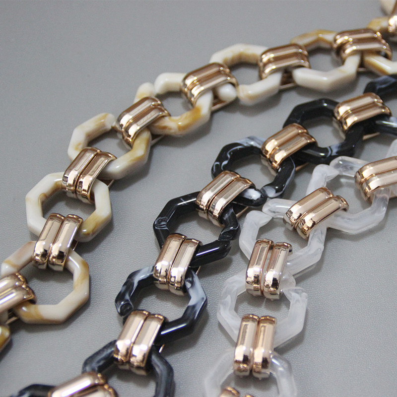 Naujos mados moteriškos prekės ženklo rankinės aksesuarų grandinėlė, nuimama keičiama pečių juostelė, moteriška „pasidaryk pats“ pečių sankabos dervos grandinės