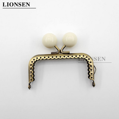 LIONSEN 8,5 cm dideli karoliukai, antikvariniai bronziniai kvadratiniai metaliniai piniginės rėmo rankena sankabos krepšiui rankinės priedai Bučinio užsegimo užraktas