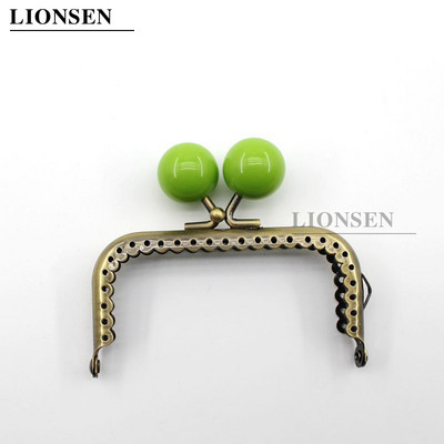 LIONSEN 8,5 cm dideli karoliukai, antikvariniai bronziniai kvadratiniai metaliniai piniginės rėmo rankena sankabos krepšiui rankinės priedai Bučinio užsegimo užraktas