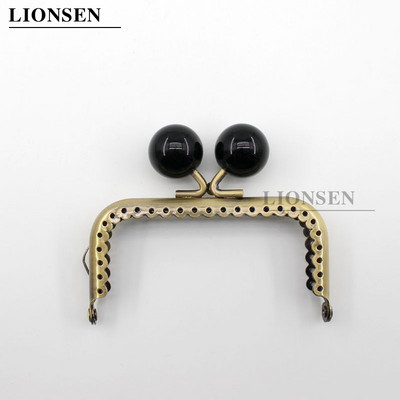 LIONSEN 8,5 cm dideli karoliukai, antikvariniai bronziniai kvadratiniai metaliniai piniginės rėmo rankena sankabos krepšiui rankinės priedai Bučinio užsegimo užraktas