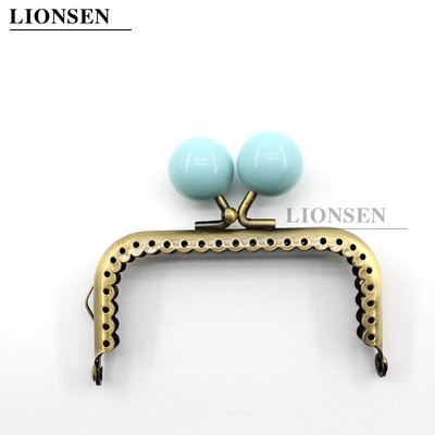 LIONSEN 8,5 cm dideli karoliukai, antikvariniai bronziniai kvadratiniai metaliniai piniginės rėmo rankena sankabos krepšiui rankinės priedai Bučinio užsegimo užraktas