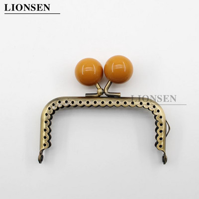 LIONSEN 8,5 cm dideli karoliukai, antikvariniai bronziniai kvadratiniai metaliniai piniginės rėmo rankena sankabos krepšiui rankinės priedai Bučinio užsegimo užraktas