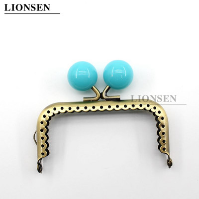 LIONSEN 8,5 cm dideli karoliukai, antikvariniai bronziniai kvadratiniai metaliniai piniginės rėmo rankena sankabos krepšiui rankinės priedai Bučinio užsegimo užraktas