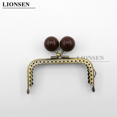 LIONSEN 8,5 cm dideli karoliukai, antikvariniai bronziniai kvadratiniai metaliniai piniginės rėmo rankena sankabos krepšiui rankinės priedai Bučinio užsegimo užraktas