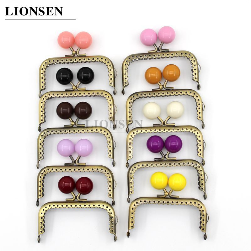 LIONSEN 8,5 cm dideli karoliukai, antikvariniai bronziniai kvadratiniai metaliniai piniginės rėmo rankena sankabos krepšiui rankinės priedai Bučinio užsegimo užraktas