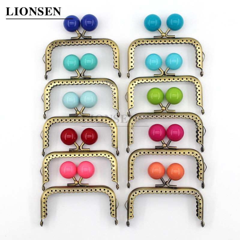 LIONSEN 8,5 cm dideli karoliukai, antikvariniai bronziniai kvadratiniai metaliniai piniginės rėmo rankena sankabos krepšiui rankinės priedai Bučinio užsegimo užraktas