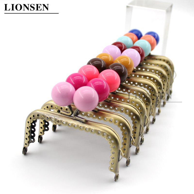 LIONSEN 8,5 cm dideli karoliukai, antikvariniai bronziniai kvadratiniai metaliniai piniginės rėmo rankena sankabos krepšiui rankinės priedai Bučinio užsegimo užraktas