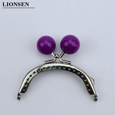 LIONSEN 8 cm-es cukorka gyöngyök Ezüst Fém Erszény Keret Fogantyú a Clutch Táska Kézitáska Kiegészítők Készíts Kiss Clasp Lock 18 szín