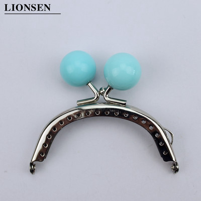 LIONSEN 8 cm-es cukorka gyöngyök Ezüst Fém Erszény Keret Fogantyú a Clutch Táska Kézitáska Kiegészítők Készíts Kiss Clasp Lock 18 szín