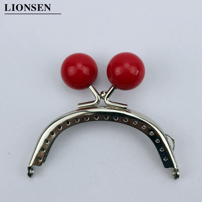 LIONSEN 8 cm-es cukorka gyöngyök Ezüst Fém Erszény Keret Fogantyú a Clutch Táska Kézitáska Kiegészítők Készíts Kiss Clasp Lock 18 szín