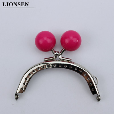 LIONSEN 8 cm-es cukorka gyöngyök Ezüst Fém Erszény Keret Fogantyú a Clutch Táska Kézitáska Kiegészítők Készíts Kiss Clasp Lock 18 szín