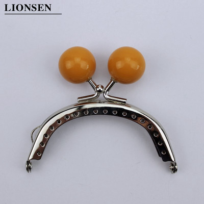 LIONSEN 8 cm-es cukorka gyöngyök Ezüst Fém Erszény Keret Fogantyú a Clutch Táska Kézitáska Kiegészítők Készíts Kiss Clasp Lock 18 szín