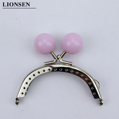 LIONSEN 8 cm-es cukorka gyöngyök Ezüst Fém Erszény Keret Fogantyú a Clutch Táska Kézitáska Kiegészítők Készíts Kiss Clasp Lock 18 szín