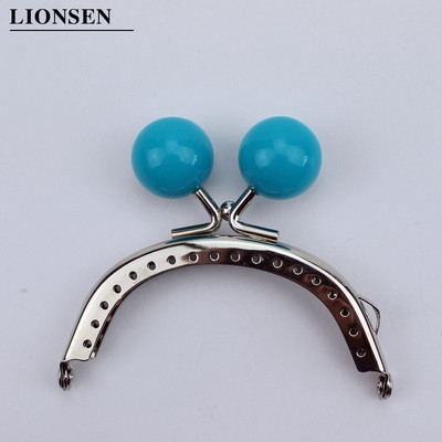 LIONSEN 8 cm-es cukorka gyöngyök Ezüst Fém Erszény Keret Fogantyú a Clutch Táska Kézitáska Kiegészítők Készíts Kiss Clasp Lock 18 szín