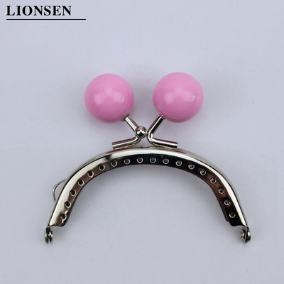 LIONSEN 8 cm-es cukorka gyöngyök Ezüst Fém Erszény Keret Fogantyú a Clutch Táska Kézitáska Kiegészítők Készíts Kiss Clasp Lock 18 szín