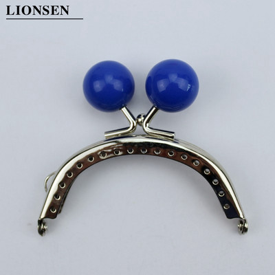 LIONSEN 8 cm-es cukorka gyöngyök Ezüst Fém Erszény Keret Fogantyú a Clutch Táska Kézitáska Kiegészítők Készíts Kiss Clasp Lock 18 szín