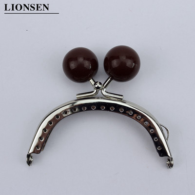 LIONSEN 8 cm-es cukorka gyöngyök Ezüst Fém Erszény Keret Fogantyú a Clutch Táska Kézitáska Kiegészítők Készíts Kiss Clasp Lock 18 szín