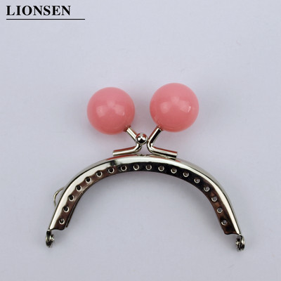 LIONSEN 8 cm-es cukorka gyöngyök Ezüst Fém Erszény Keret Fogantyú a Clutch Táska Kézitáska Kiegészítők Készíts Kiss Clasp Lock 18 szín