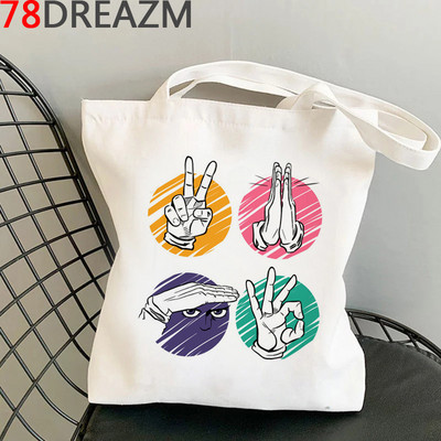 Jojo Bizarre Adventure bevásárlótáska újrahasznosítható táska vászon élelmiszerbolt újrafelhasználható pamut vásárlótáska reciclaje szövet zsinór táska